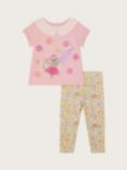 Monsoon Baby Mouse Top & Leggings Set, Pink