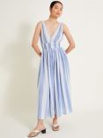Monsoon Celia Stripe Dress, Blue