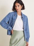 Monsoon Billie Denim Bomber Jacket, Blue