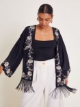 Monsoon Erin Fringe Jacket, Black, Black