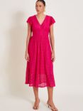 Monsoon Lo Lace Jersey Dress, Pink