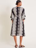 Monsoon Orla Geometric Print Kaftan Dress, Black/White