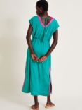 Monsoon Estela Jersey Kaftan, Teal