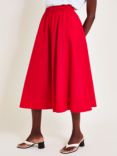 Monsoon Rachel Cotton Poplin Skirt, Red, Red