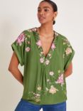 Monsoon Alice Floral Print Top, Green