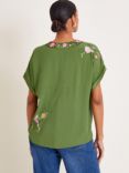 Monsoon Alice Floral Print Top, Green