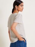 Monsoon Shay Lace Stripe T-Shirt, Ivory