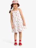 Lindex Kids' Strawberry Print Cotton Jersey Dress, Light Dusty White