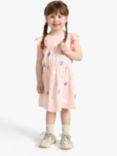 Lindex Kids' Organic Cotton Heart Print Frill Dress, Light Pink