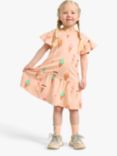Lindex Kids' Cotton Ice Cream Print Dress, Light Orange