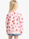 Lindex Kids' Cotton Strawberry Print Zip Through Bomber Jacket, Light Pink
