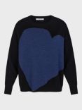 Gerard Darel Jordane Heart Wool Jumper, Black/Blue