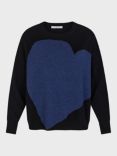 Gerard Darel Jordane Heart Wool Jumper, Black/Blue