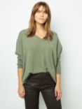 Gerard Darel Jourdan V-Neck Cashmere Jumper, Green