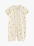Lindex Baby Organic Cotton Lemon Print Romper Bodysuit, Light Beige