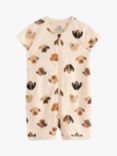Lindex Baby Organic Cotton Dog Print Romper Pyjamas, Beige