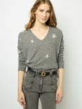 Gerard Darel Jodelle Star Cashmere Jumper, Grey