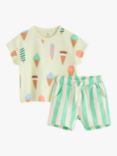 Lindex Baby Organic Cotton Blend T-Shirt & Shorts Set, Light Dusty Green