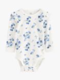Lindex Baby Organic Cotton Blend Floral Print Bodysuit, Light Dusty White