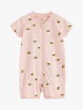 Lindex Baby Organic Cotton Bee Sleepsuit, Light Dusty Pink