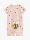 Lindex Baby Organic Cotton Bee Sleepsuit, Light Dusty Pink