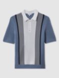 Reiss Berlin Open Stitch Half-Zip Polo Shirt, Blue/White