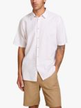 SISLEY Short Sleeve Linen Blend Shirt, White/Pink