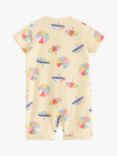 Lindex Baby Organic Cotton Parasol Print Romper Bodysuit, Light Dusty Yellow
