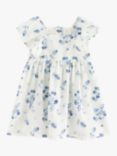 Lindex Baby Organic Cotton Linen Blend Floral Print Dress, Light Dusty White