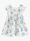 Lindex Baby Organic Cotton Linen Blend Floral Print Dress, Light Dusty White