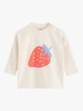 Lindex Baby Strawberry Print Organic Cotton Top, Light Beige