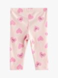 Lindex Baby Organic Cotton Blend Heart Print Leggings, Light Pink