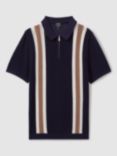 Reiss Ricardo Stripe Detail Polo Shirt, Navy/Camel