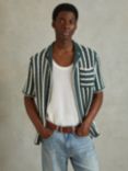 Reiss Spritz Oversized Crochet Striped Cuban Collar Shirt