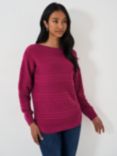 Crew Clothing Tali Stripe Stitch Jumper, Raspberry Pink