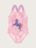 Monsoon Kids' Sequin Unicorn Swimsuit, Pale Pink