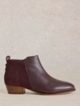 White Stuff Willow Leather Ankle Boots, Dark Plum