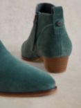 White Stuff Willow Suede Ankle Boots, Dark Teal