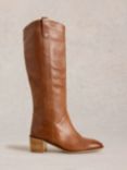 White Stuff Izzy Long Leather Boots, Mid Tan