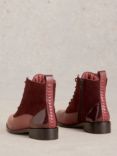 White Stuff Margot Leather Lace-Up Boots, Deep Red