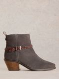 White Stuff Peony Leather Ankle Boots, Charcoal