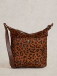 White Stuff Mini Fern Leopard Print Leather Crossbody Bag, Brown/Multi