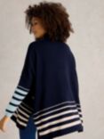 White Stuff Side Slit Poncho, Navy/Multi