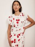 Mint Velvet Floral Midi Dress, Red/Multi, Red/Multi