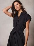 Mint Velvet Midi Cotton Shirt Dress, Black