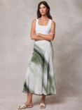 Mint Velvet Ombre Print Maxi Skirt, Khaki/Multi