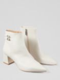 L.K.Bennett Missy Crinkle Patent Leather Ankle Boots, Cream