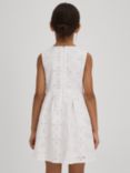 Reiss Kids' Mabel Cotton Broderie Mini Dress, Ivory