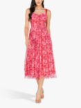 Lace & Beads Dane Corset Floral Dress, Red/Multi
