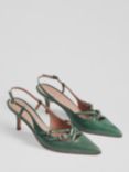 L.K.Bennett Caprice Crinkled Patent Court Shoes, Jade